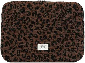 Leopard Puffy Laptop Sleeve 15 Inch Cheetah Print Quilted Laptop Case Protective