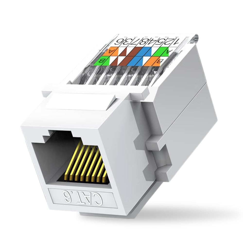 10-Pack Cat6 Tool-Less RJ45 Keystone Jack, White