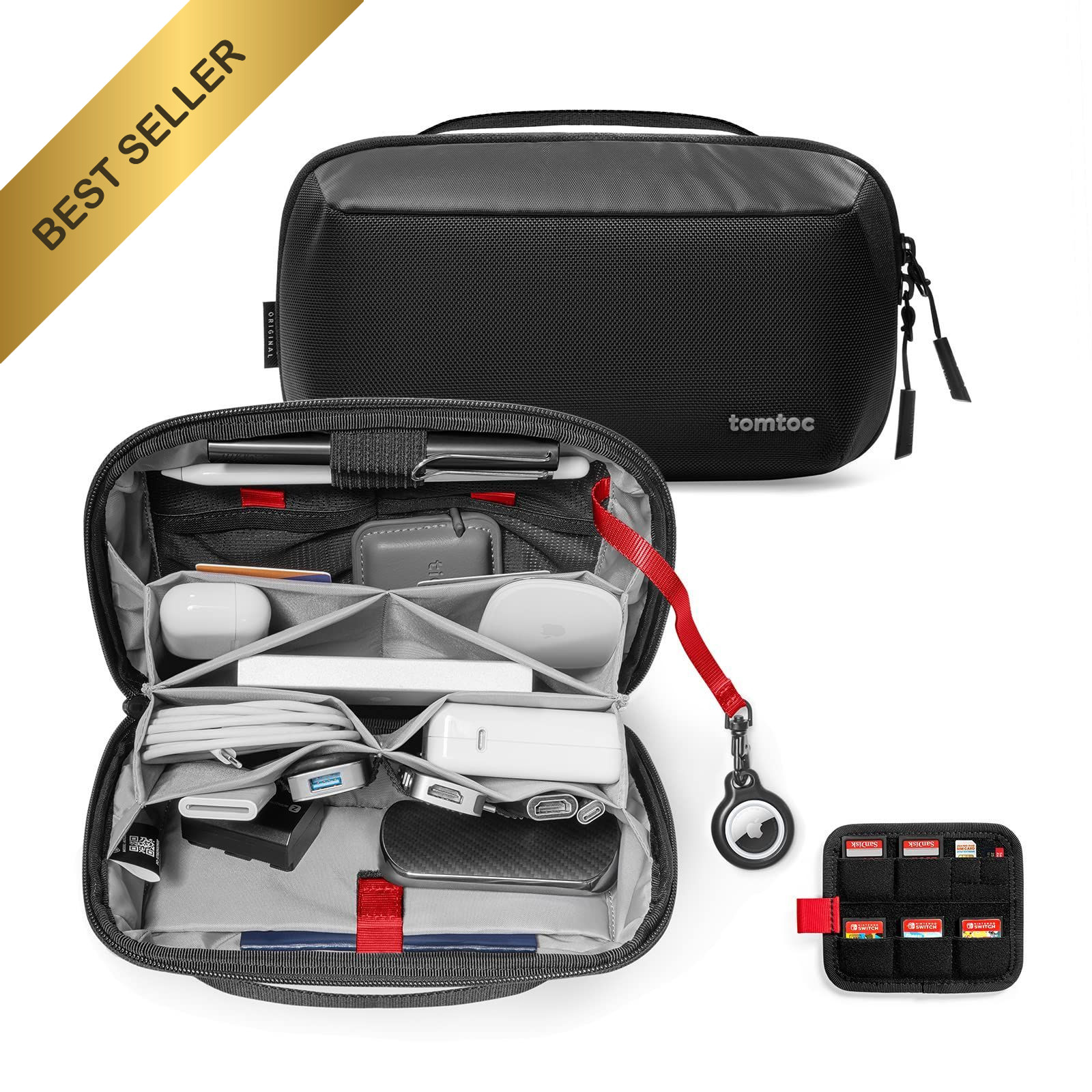 tomtoc Electronic Organizer Accessory Pouch for MacBook Charger, M, Black