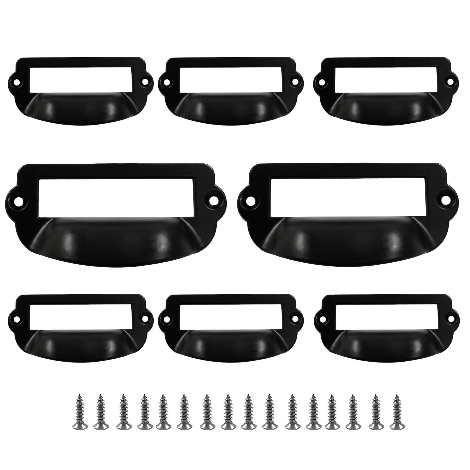 8pcs Card Catalog Drawer Pulls, Antique Black, Bin Cup Style