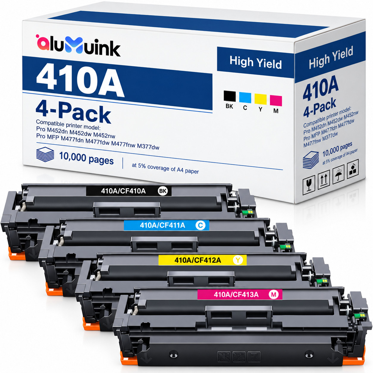 410A Toner Cartridge High Yield Compatible for Color LaserJet Pro M452nw M452dn