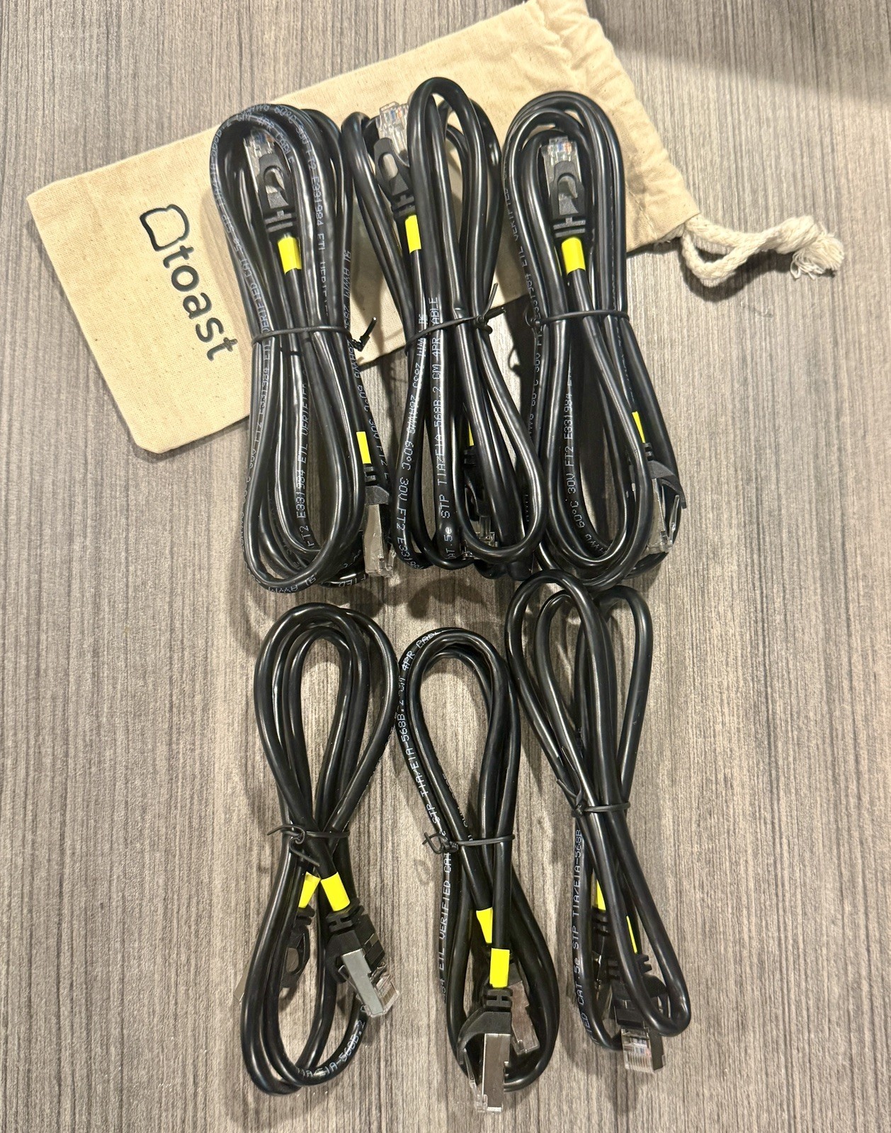 Kit 6 Cables Ethernet Cat5e Toast POS Oficiales (3x 3ft + 3x 7ft)New