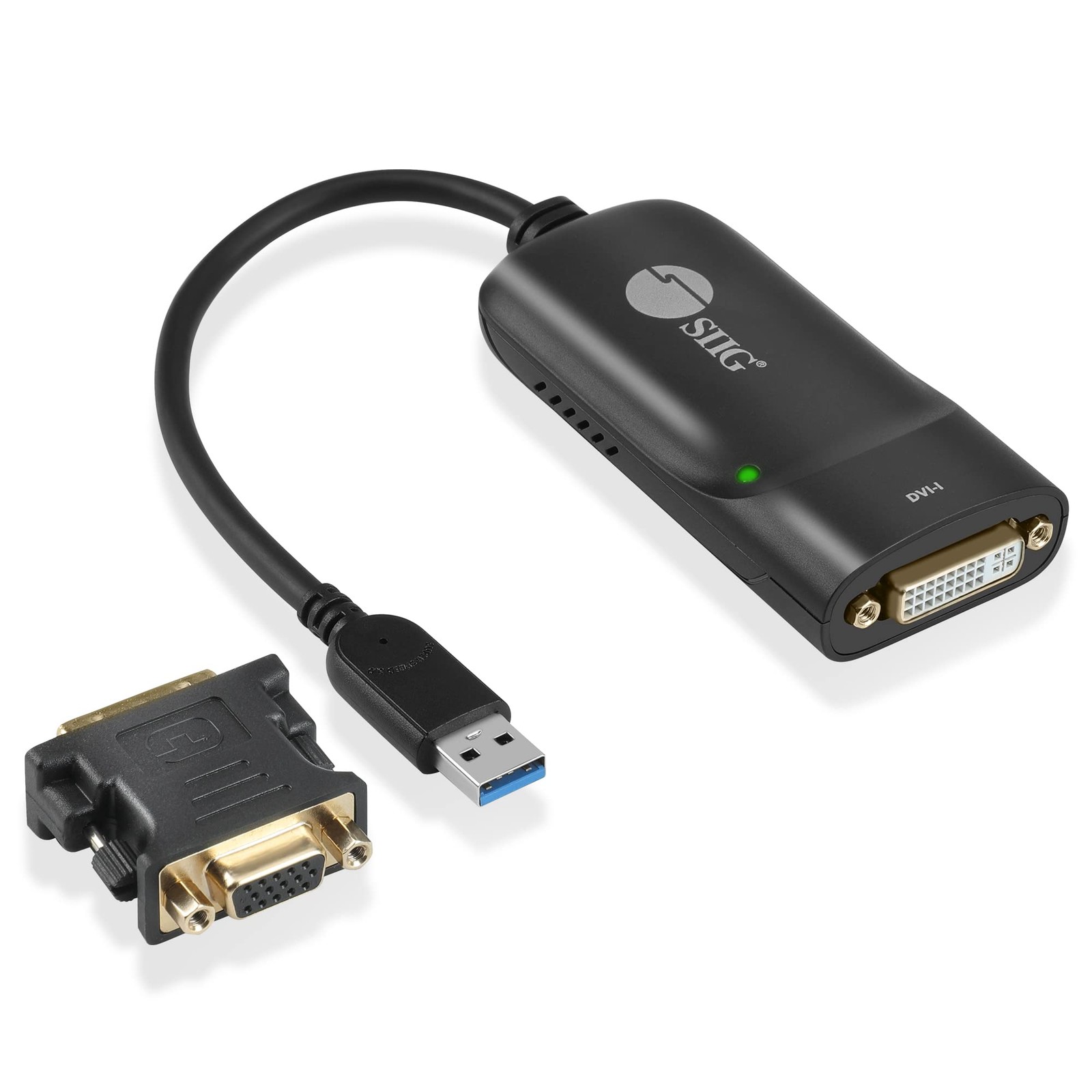 SIIG USB 3.0 to DVI and VGA Display Adapter, 2048x1152, JU-DV0112-S3