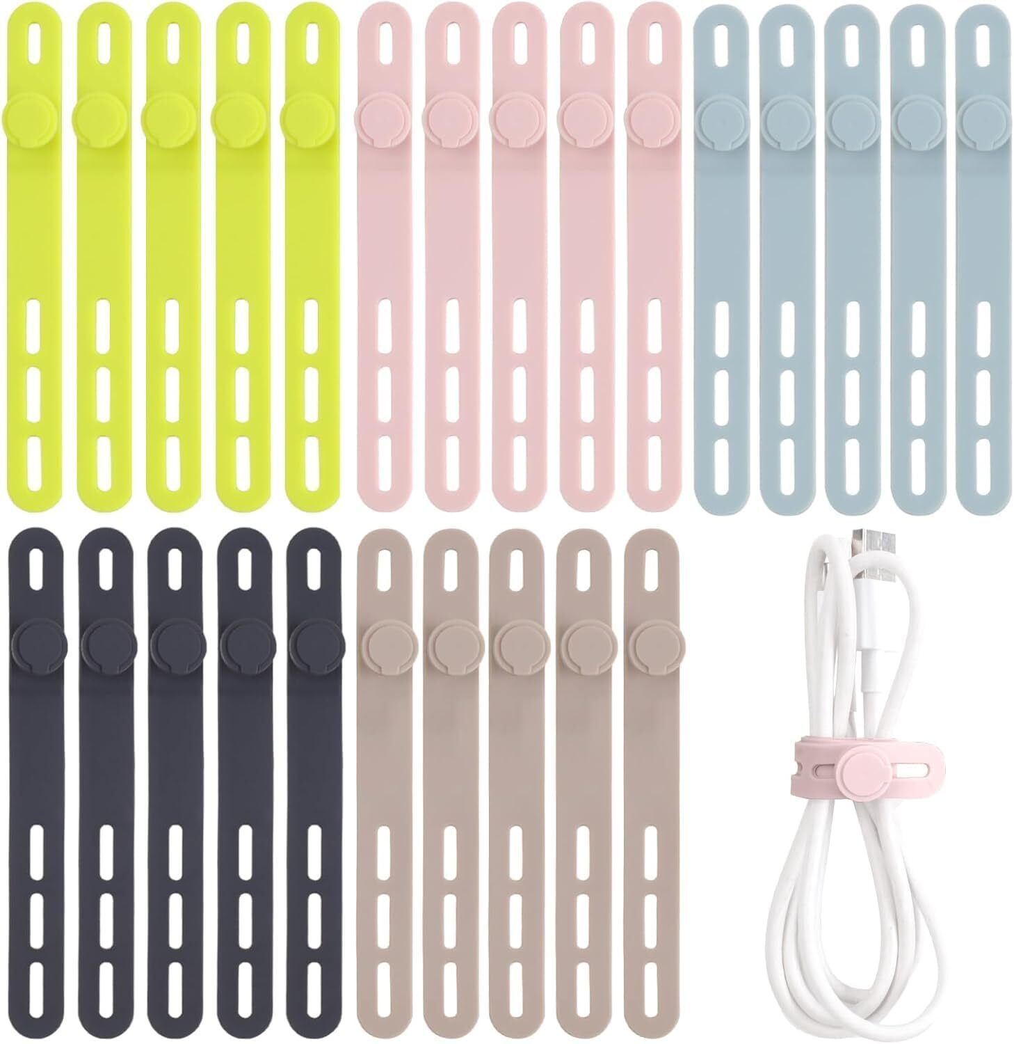 25 bridas de silicona para cables, bridas para cables, bridas para cables.neuvo.