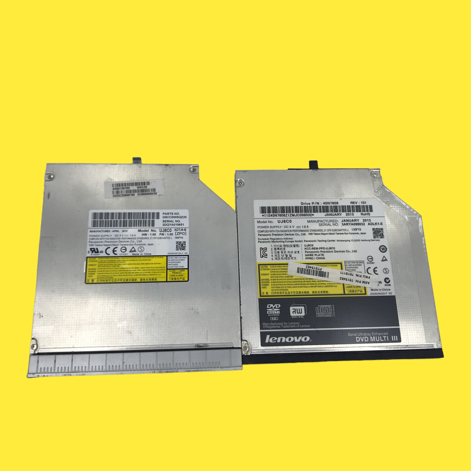 Lot of 2 Panasonic / Lenovo UJ8C0 Laptop DVD Burner Drive #515 z64/20