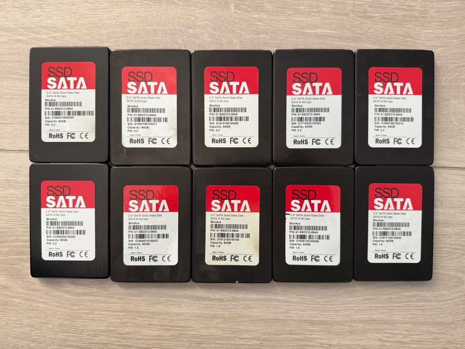 (Lot of 10) Phison 64GB 2.5" SATA Solid State Drive
