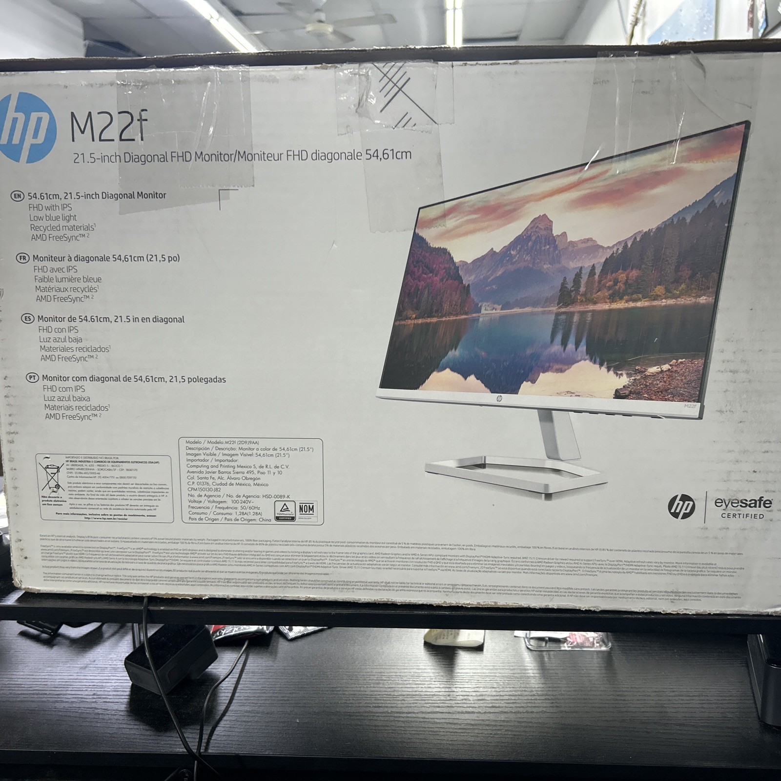 HP M22f 21.5" LED Full HD Free Sync Monitor - Silver, Black