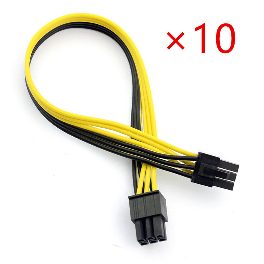 10pcs PCIE PCI-E 6Pin to 6Pin Male GPU Video Card Power Cable Cord Connector USA