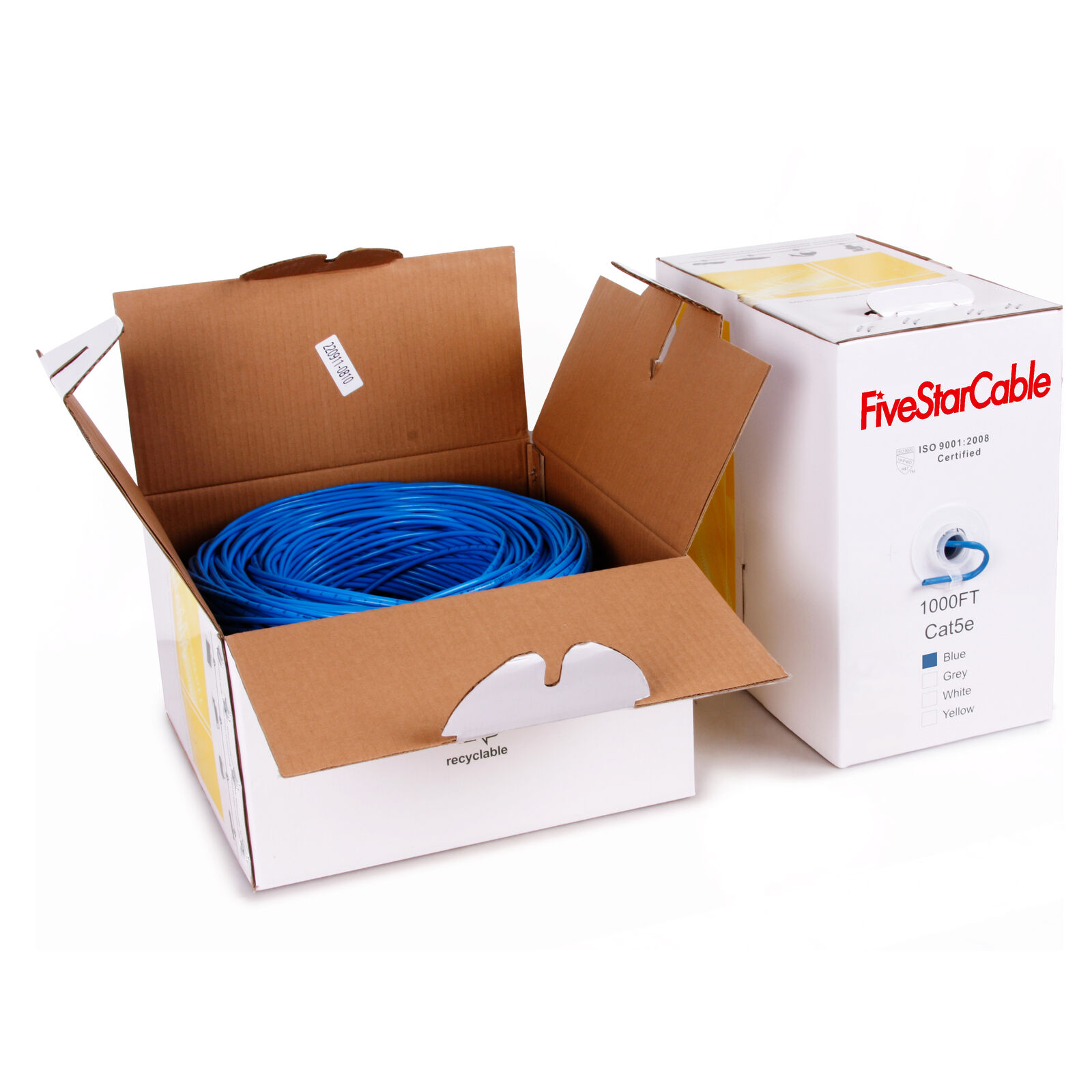 1000FT CAT5e Ethernet Cable, UTP Solid Wire, Bulk Network LAN, RJ45, Blue