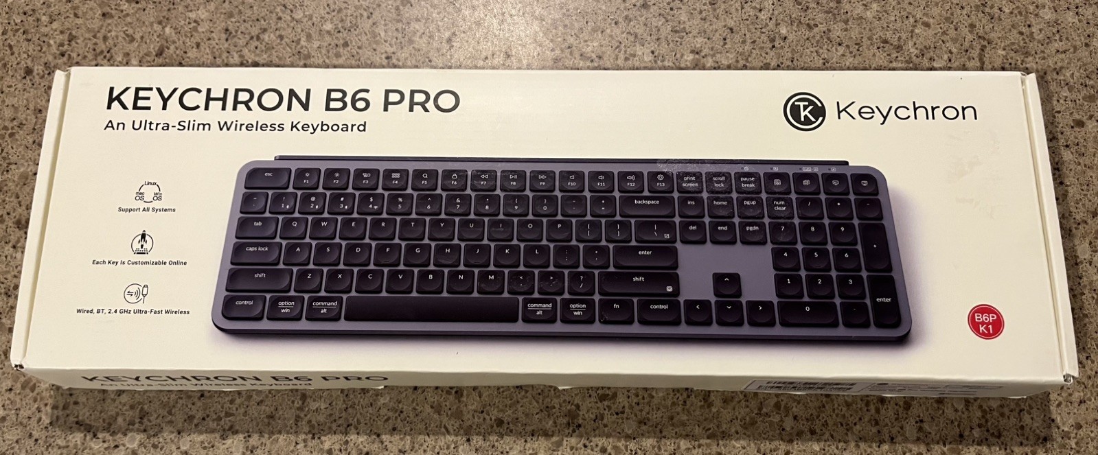 Keychron B6 Pro Wireless Keyboard – Space Gray – Ultra-Slim 2.4G – Full Size Lay