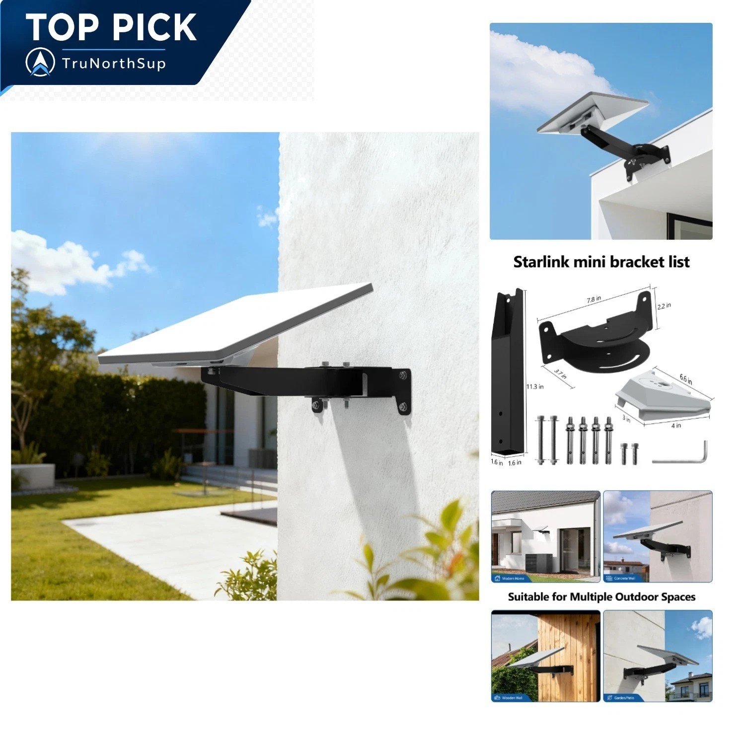 Starlink Mini Wall Mount Bracket Adjustable Heavy Duty Outdoor Satellite Dish