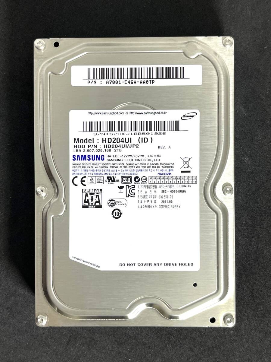 2TB  HD204UI / SAMSUNG Moderate usage Usage: 254h 3.5 inch Internal HDD 5400rpm