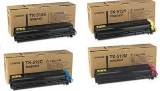 Set of 4 New Genuine Kyocera TK-512K TK-512C TK-512M TK-512Y Toners TK512