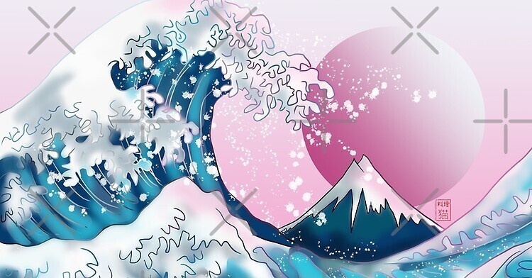 🌊Great Wave Hokusai Pink - Desk Mat, 80x40cm / 31.5in x 15.5in, Deskmat, pad