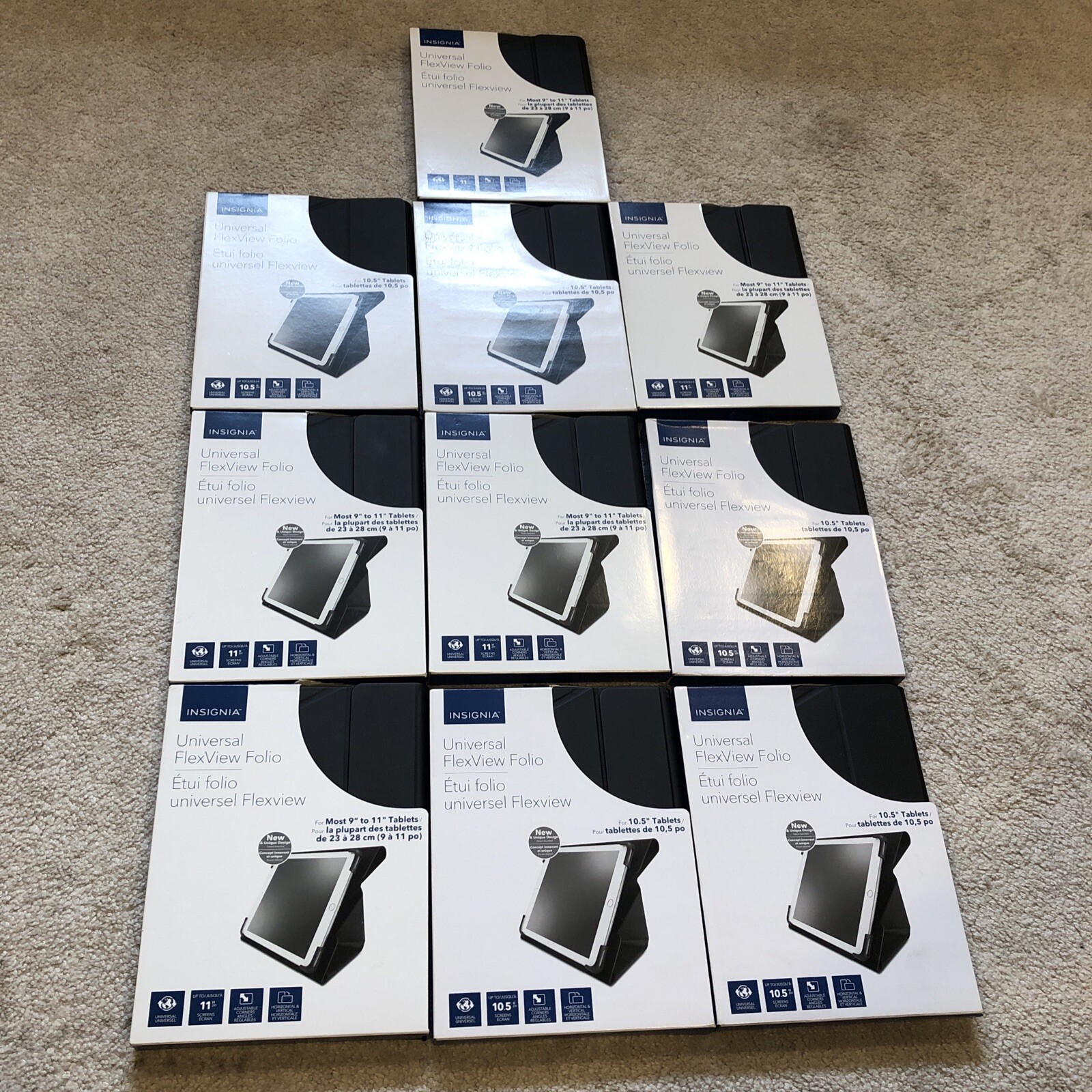 Lot 10X Insignia Universal Folio Cover Case - 9'' 10'' 11'' Tablet iPad Samsung