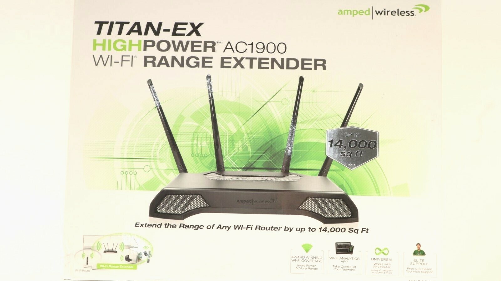 Amped Wireless RE1900 Titan-EX High Power AC1900 Wi-Fi Range Extender