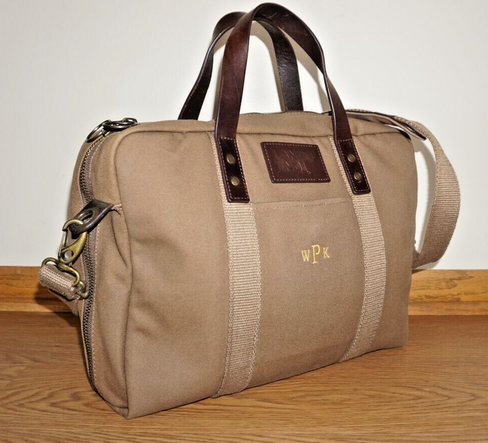 VINTAGE LAND'S END CANVAS BRIEFCASE LAPTOP BAG