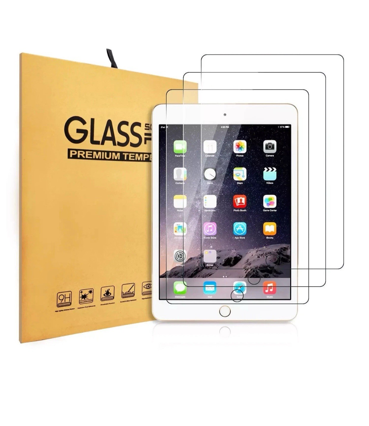 Paquete De 3 Protector de Pantalla de Vidrio Templado para iPad Generación 9 8 7
