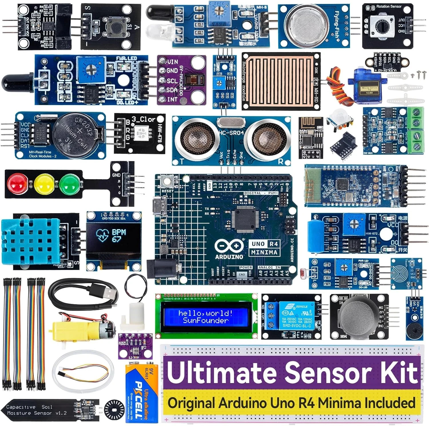 Ultimate Sensor Kit with Original Arduino Uno R4 Minima, Rohs Compliant, Durable