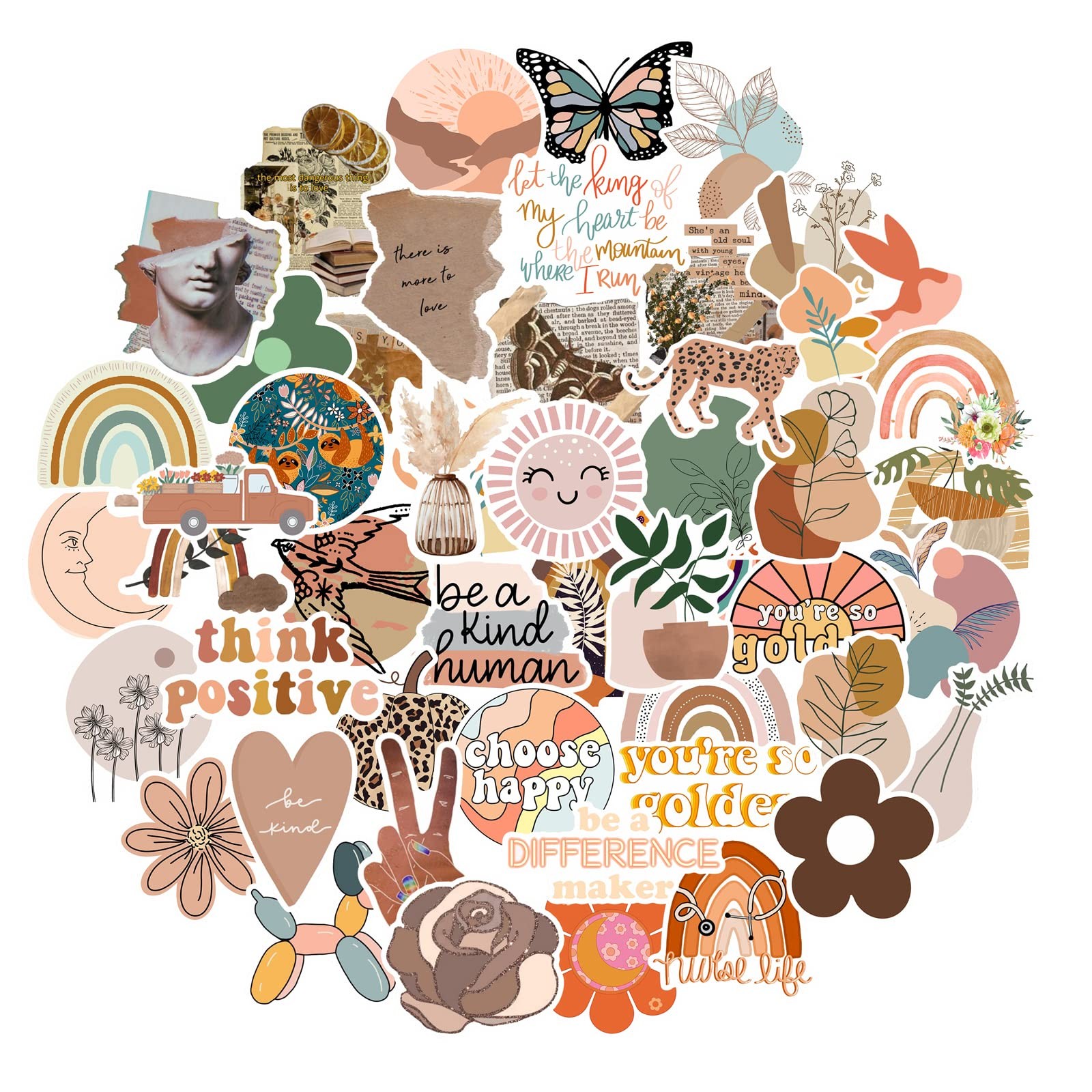 CAKOLINK Vintage Aesthetic Stickers 50 Pcs, Vinyl 2 to 3.5 inches, 1