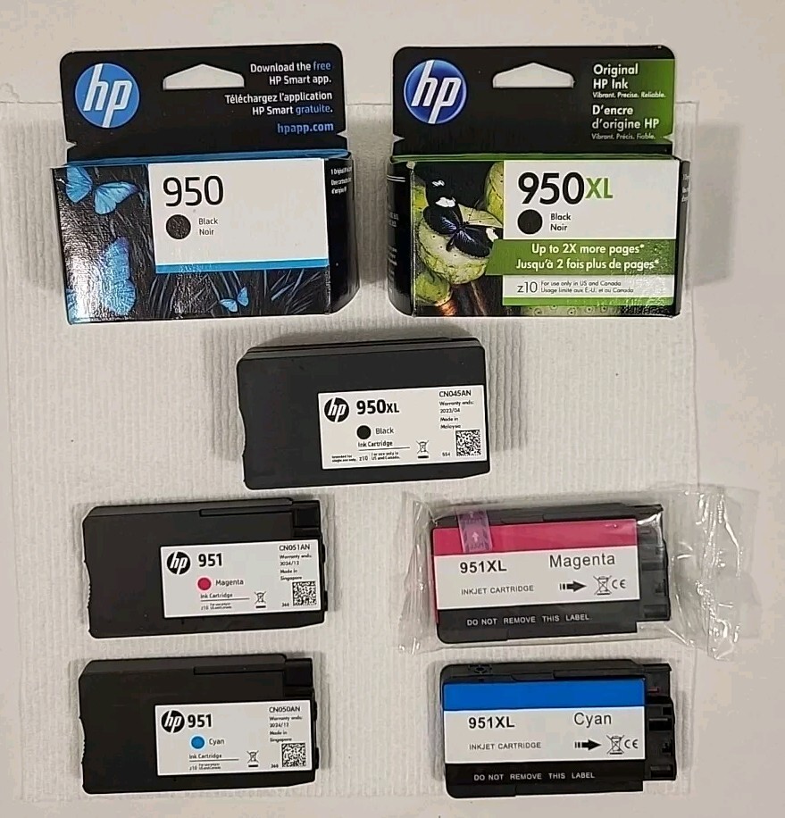 HP 2x 950 XL Black And 951 XL 2x Magenta 2x Cyan 1x 950 Black Ink Cartridges