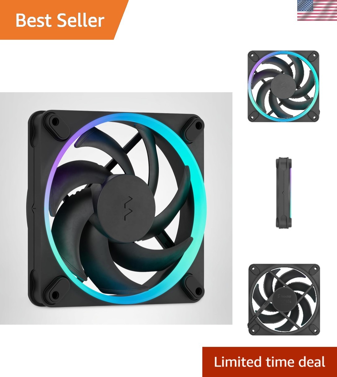 High-Performance 120mm RGB Case Fan with Liquid Crystal Polymer Blades - Black