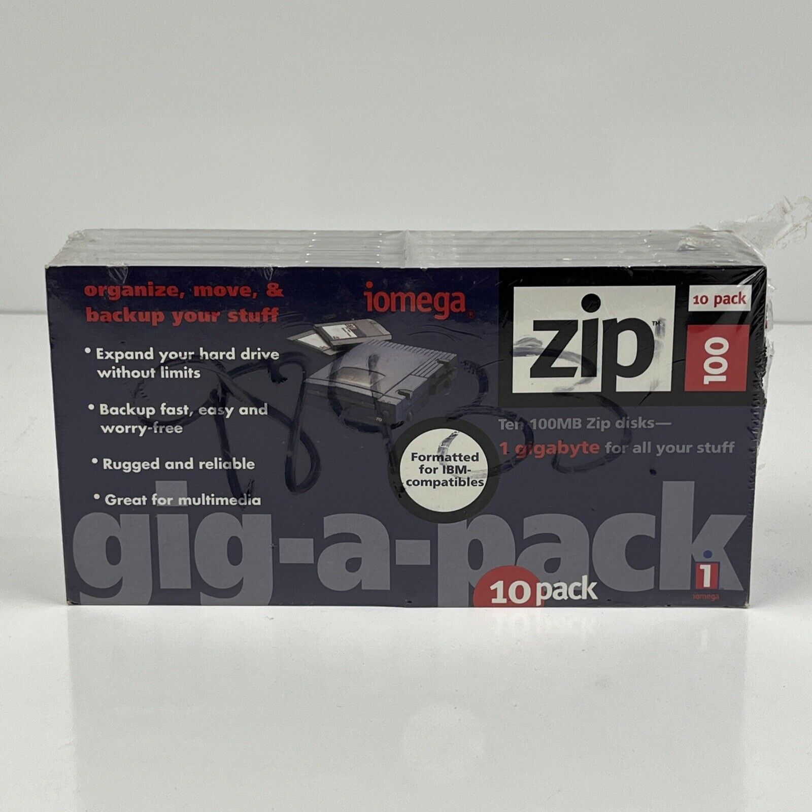 10 Pack Iomega Zip Disks 100 MB IBM PC Compatible 1 GB Brand New Sealed