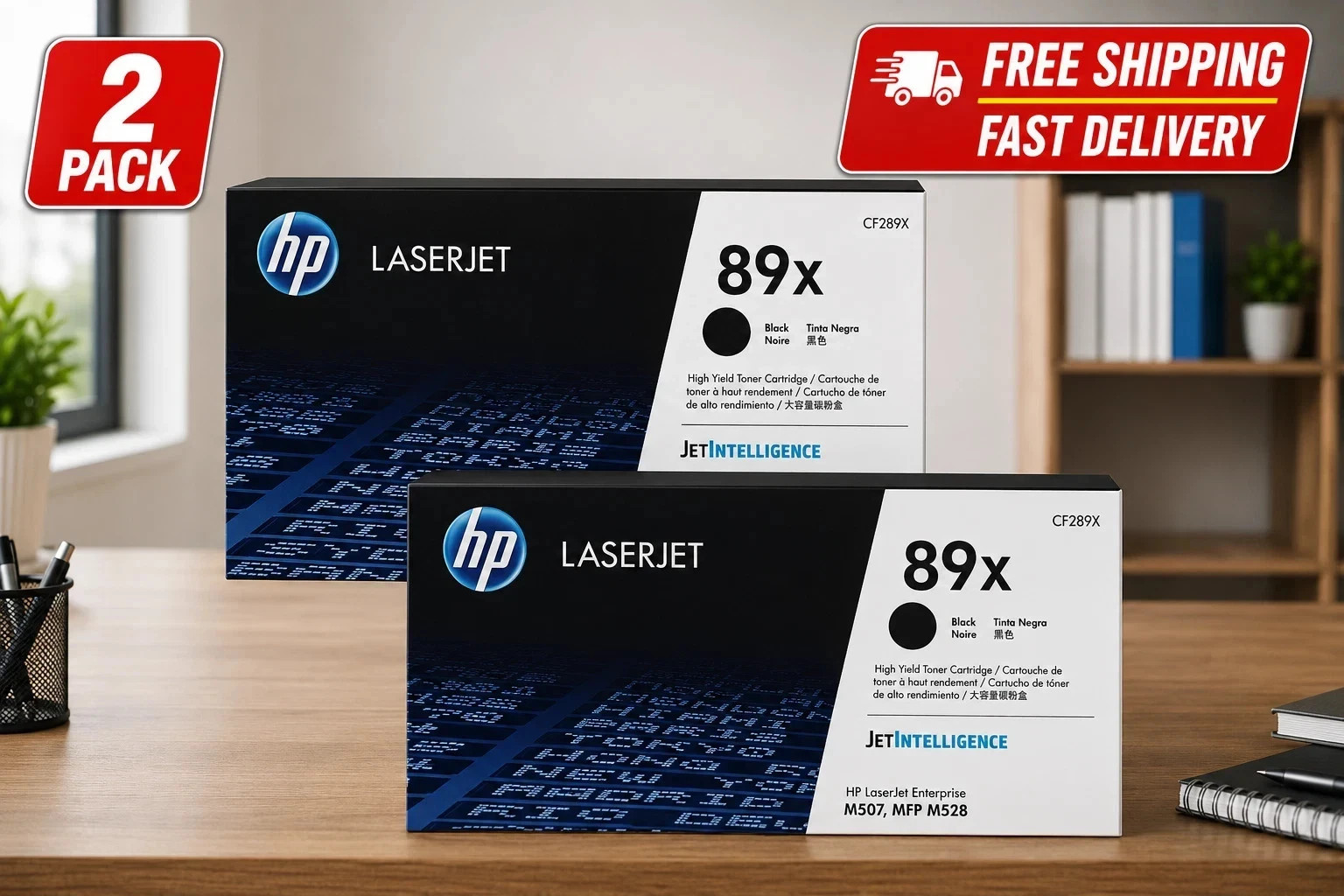 ✅ NEW HP 89X Black High Yield Toner Cartridge, 10,000 Pages (CF289X), Pack Of 2