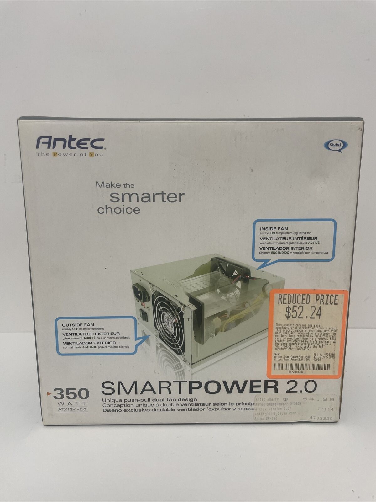 ANTEC SmartPower 2.0 350 Watt ATX12V v2.0 Power Supply SP-350