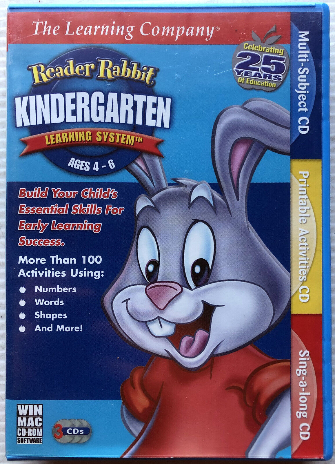 Reader Rabbit Kindergarten Learning System Ages 4-6 (PC CD-ROM, Windows 95 - XP)