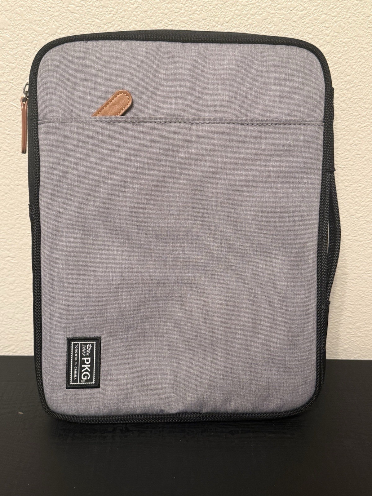 PKG Laptop Sleeve Gray Padded Zipper Case Striped Interior Toronto Canada