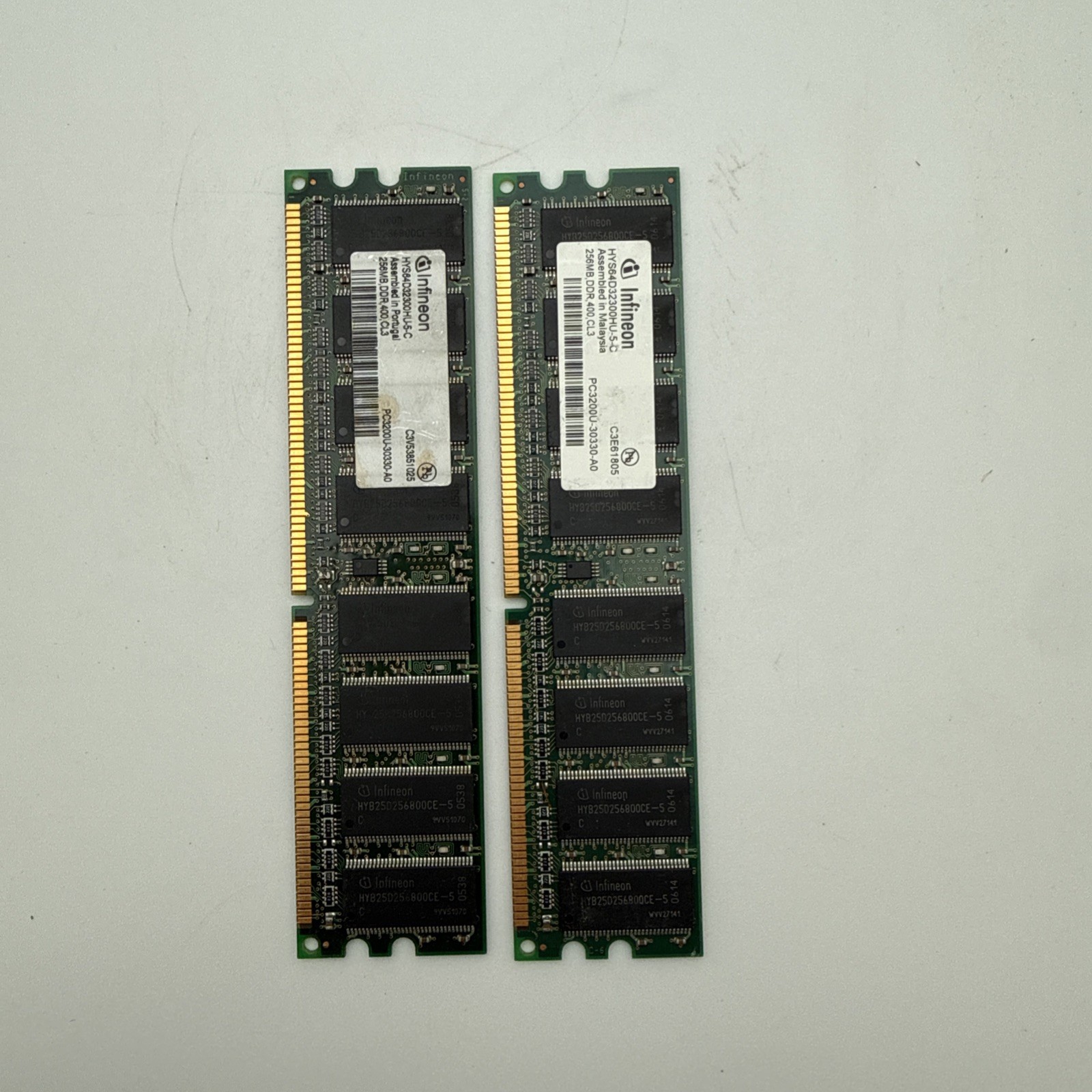 Lot Of 2- Infineon 335698-001 HYS64D32300HU-5-C 256MB DDR-400 PC-3200U RAM