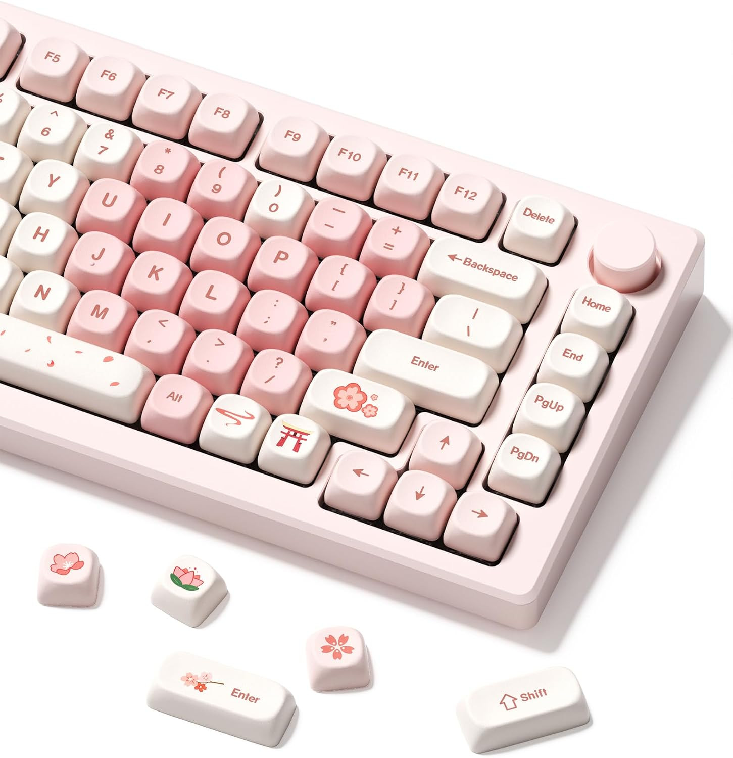 XVX Pink Cute PBT Keycaps-Moa Keycap, Sakura Love Keycap Custom Keyboard