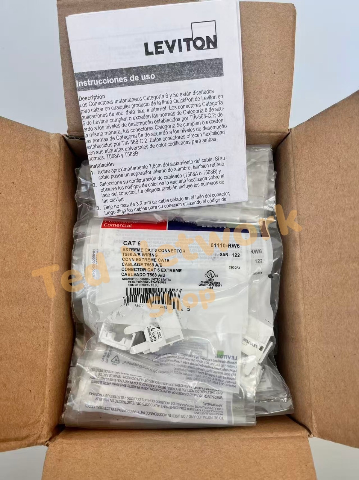 New 50 Pcs Leviton 61110-RW6 Cat 6 Keystone jack Gigabit RJ45 White QuickPort