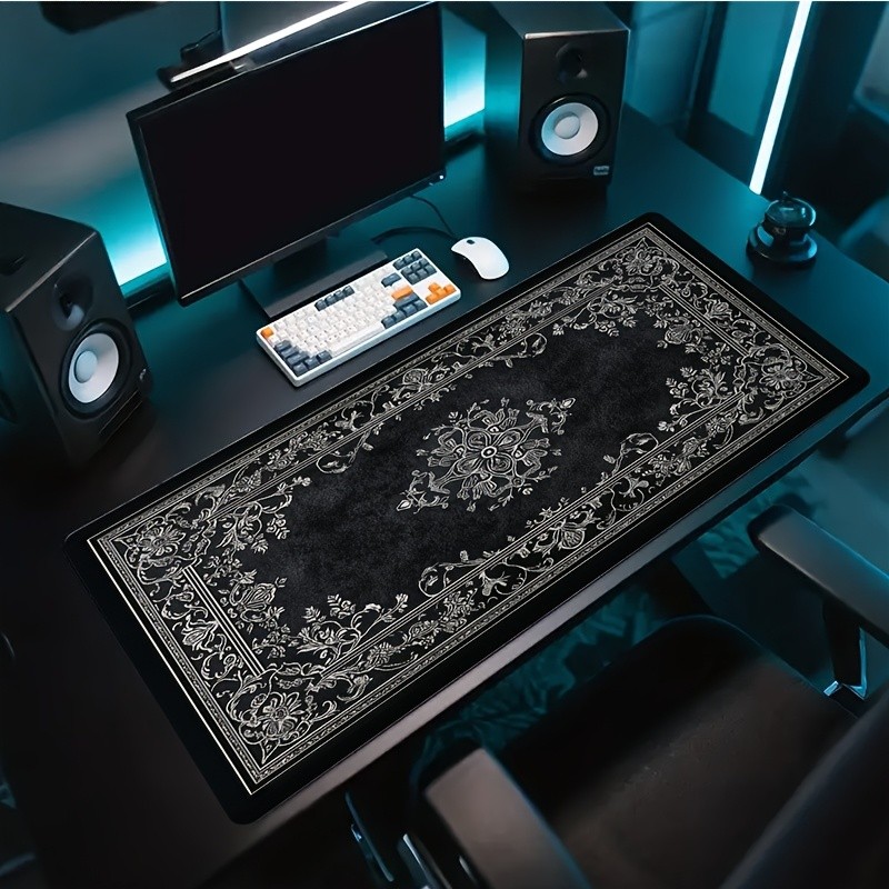 1pc Durable Esports Gaming Mouse Pad, Non-Slip, Classic Black And White Floral