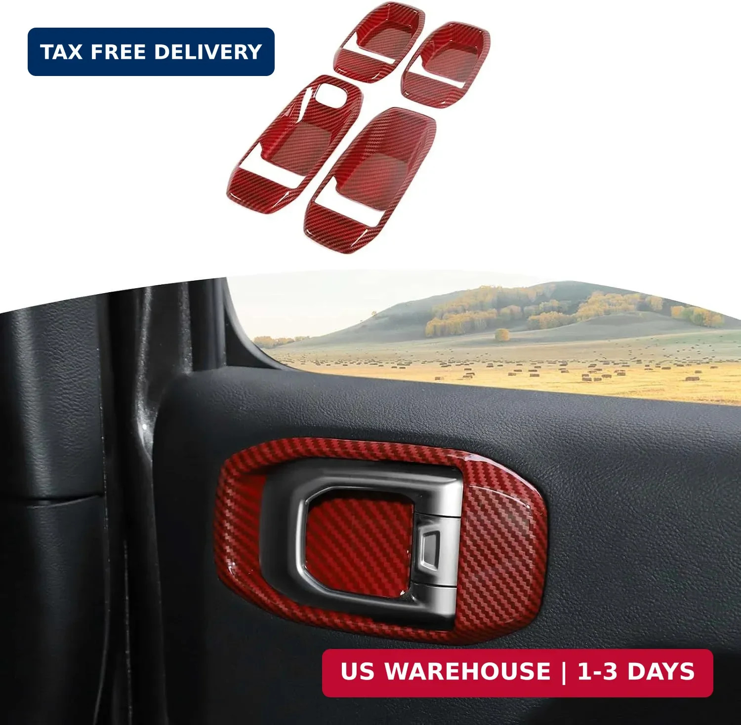 for Jeep JL Inner Door Handle Bowl Cover Trim for Jeep Wrangler JL JLU 2018+ for