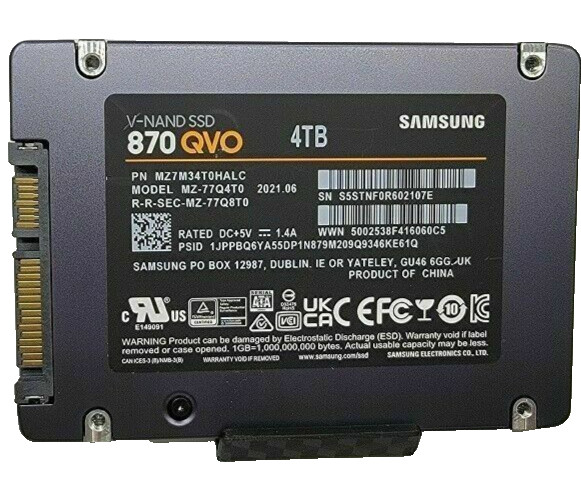Samsung 870 QVO Series 4TB 2.5 inch SATAIII Internal SSD MZ-77Q4T0