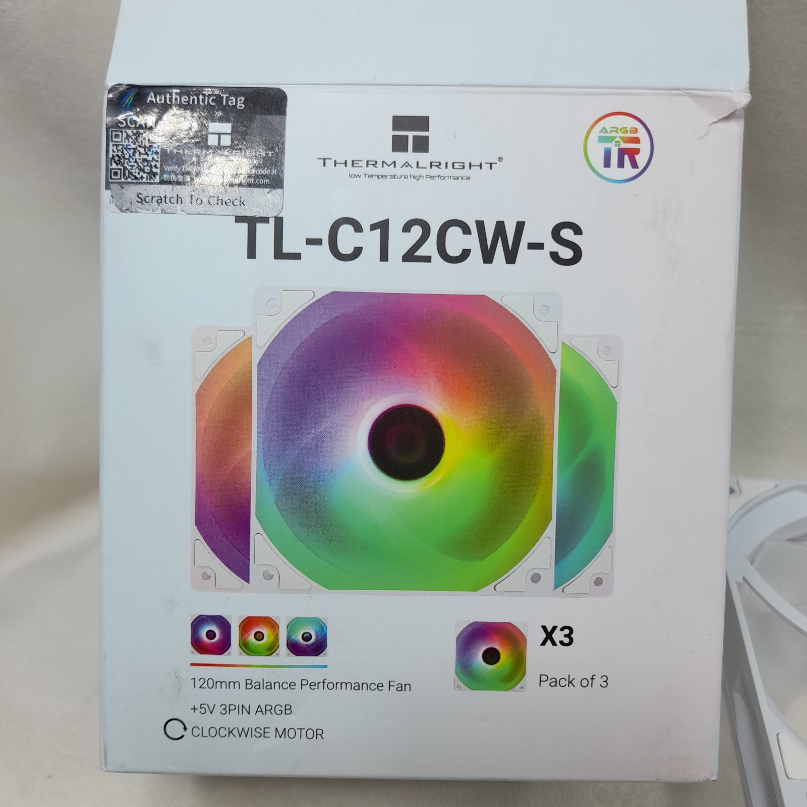 TL-C12CW-S X3 CPU Fan 120Mm White ARGB Case Cooler Fan,up to 1550RPM Cooling Fan