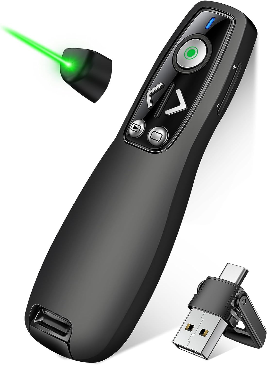 3-In-1 USB Type C Presentation Clicker Wireless Presenter Remote with Green Ligh
