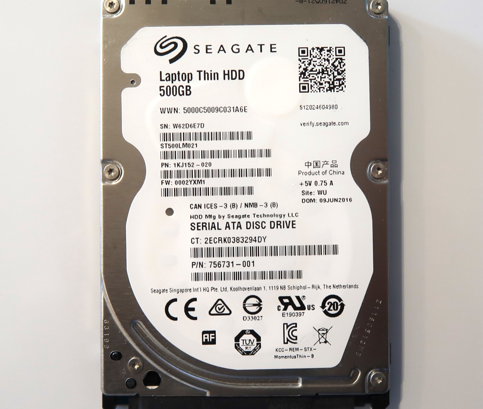 ST500LM021 PN: 1KJ152-020 0002YXM1 (W62) China Site: WU 500gb 2.5" Sata HDD 2016