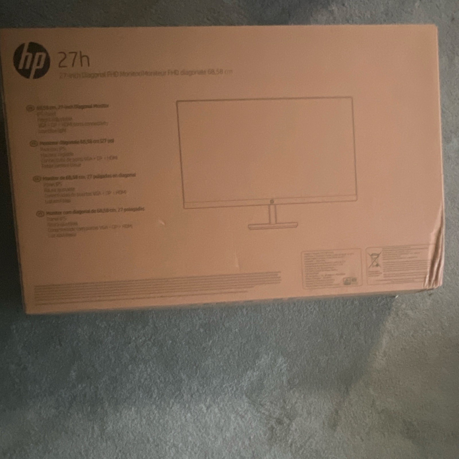 HP 27h 27in IPS LCD FHD 1920x1080 Slim Bezel Tiltable HDMI VGA