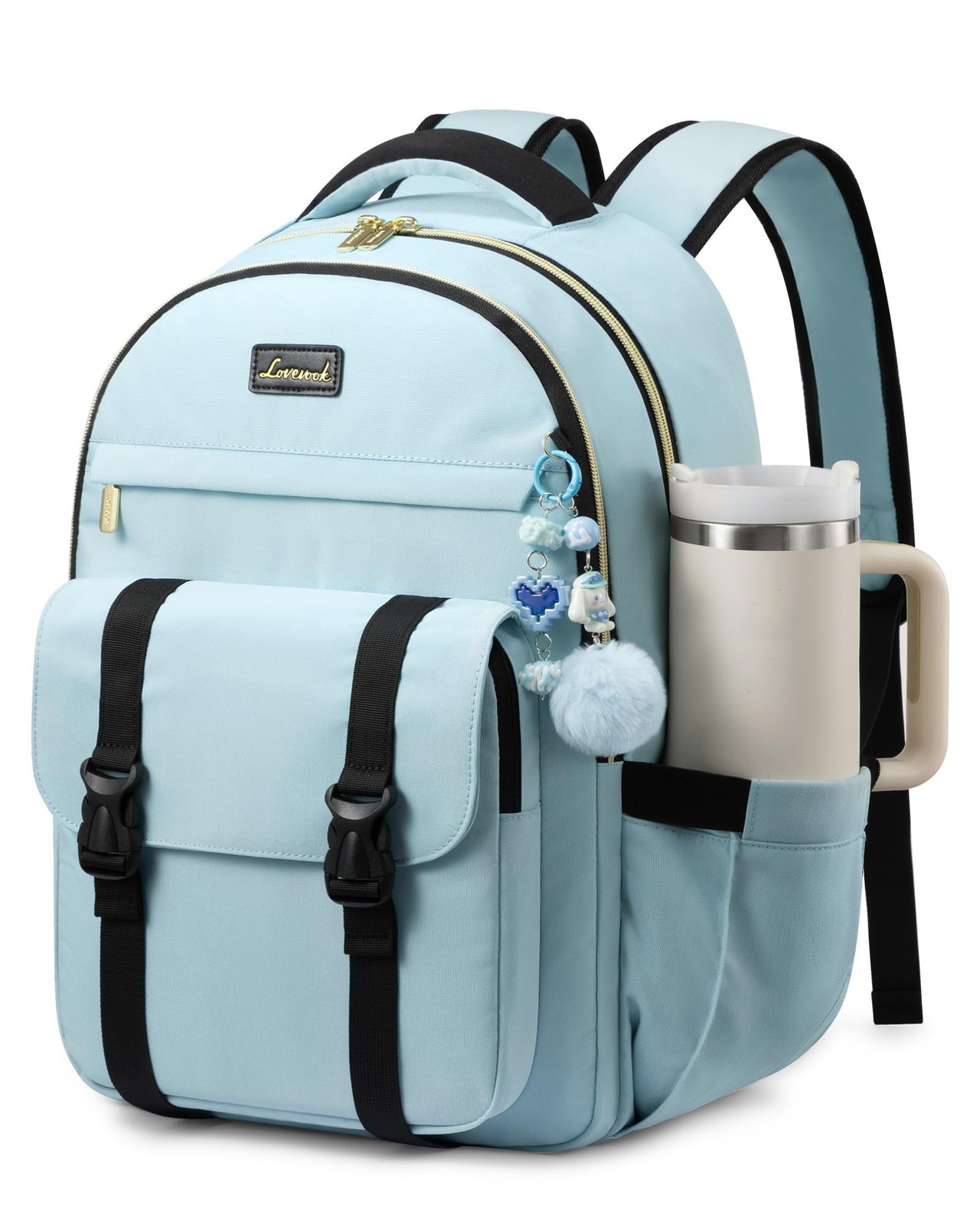 LOVEVOOK School Backpack for Teen Girls,Student Fits 15.6 Inch, Blue
