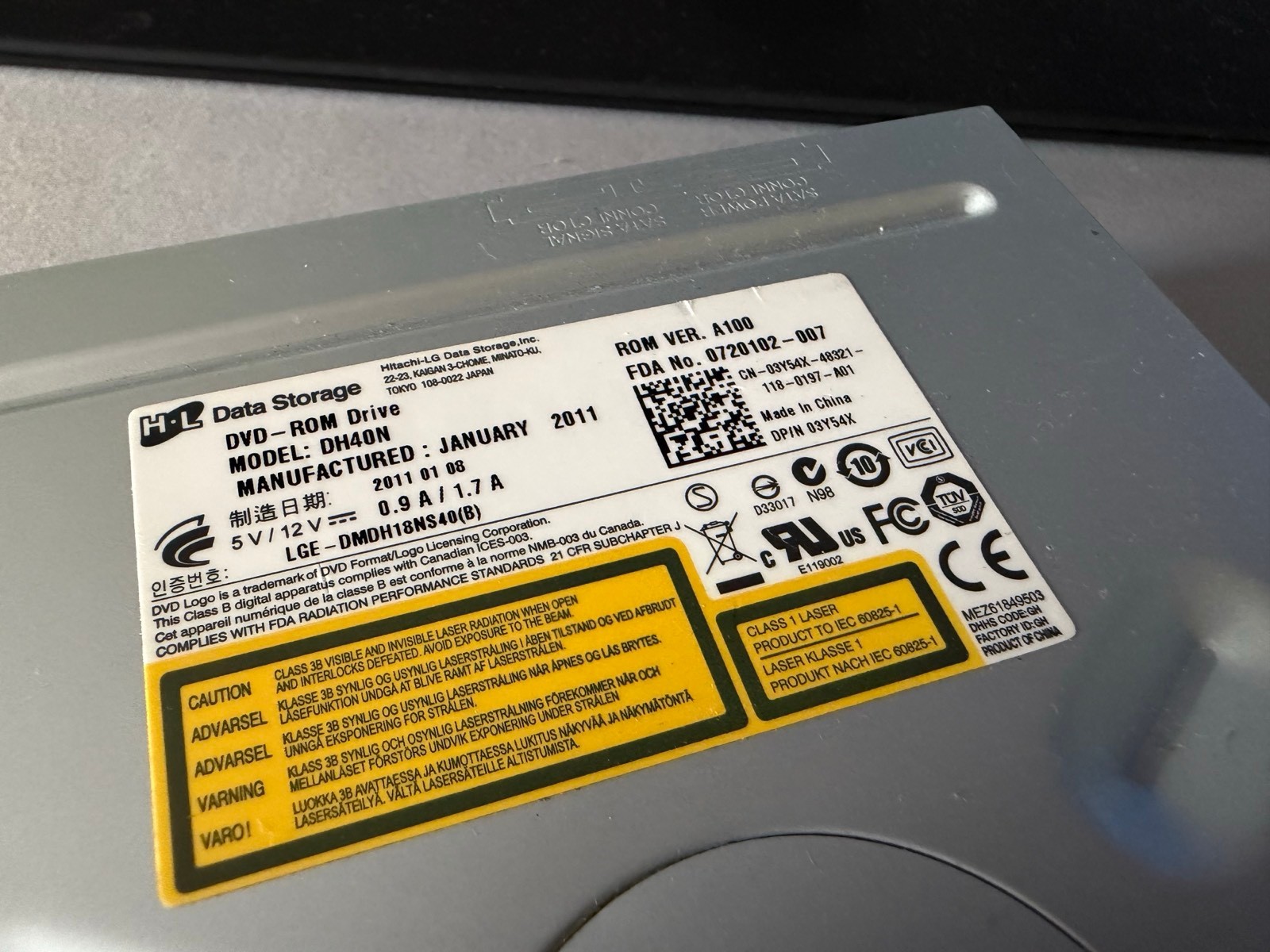 Dell Hitachi-LG DH40N DVD-ROM SATA 03Y54X 5.25in Used