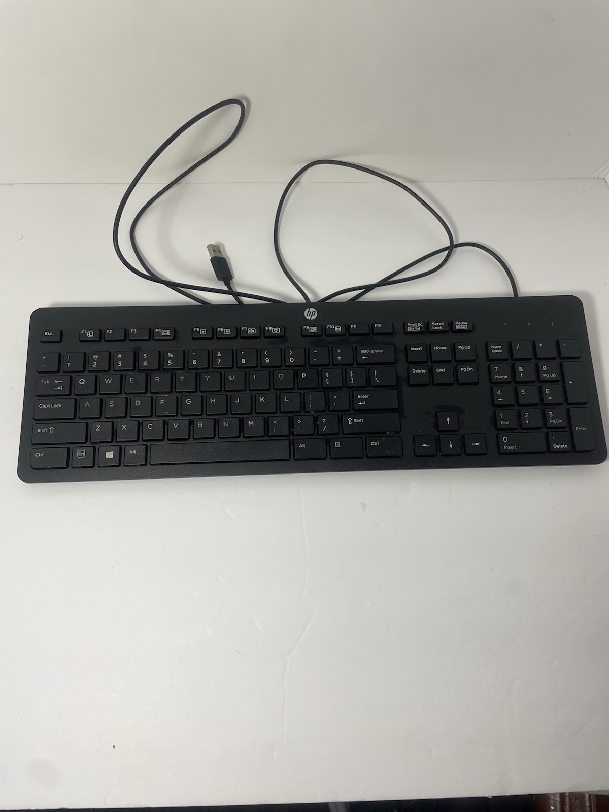 HP Slim Wired USB Keyboard Full Size Black with Numeric Keypad