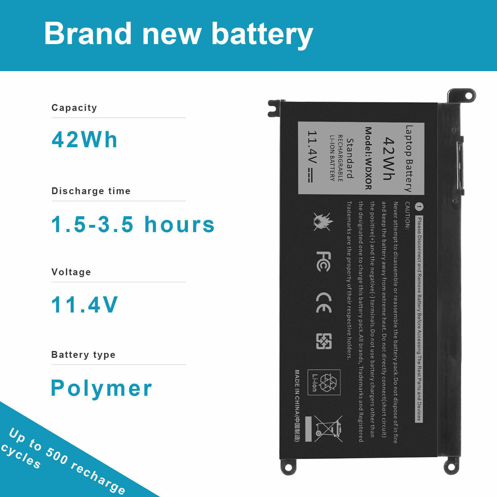 42wh Battery for Dell Inspiron 13 7375 P69G 7378 14 3482 7460 7472 15 5565 5567