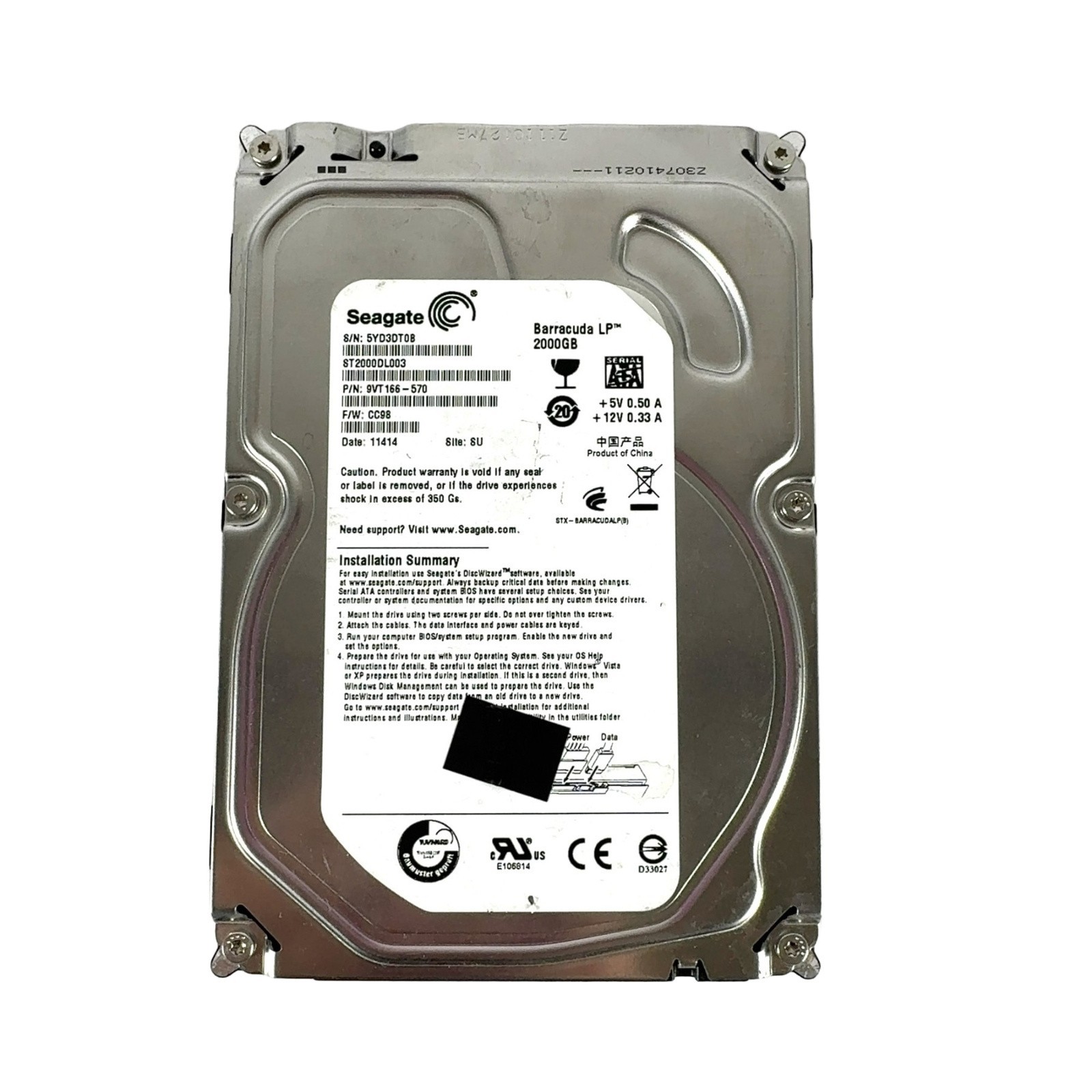 Seagate ST2000DL003 9VT166-570 CC98 3.5" 2.0TB Sata HDD