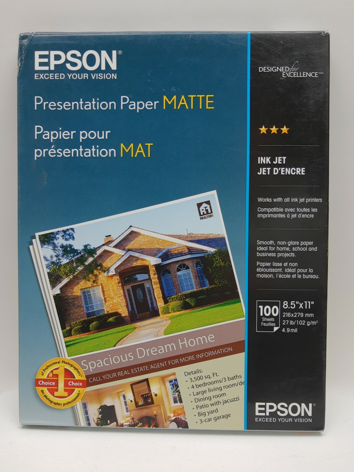 Epson Presentation Paper Matte Inkjet 8.5" x 11" 100 Sheets New Sealed S041062