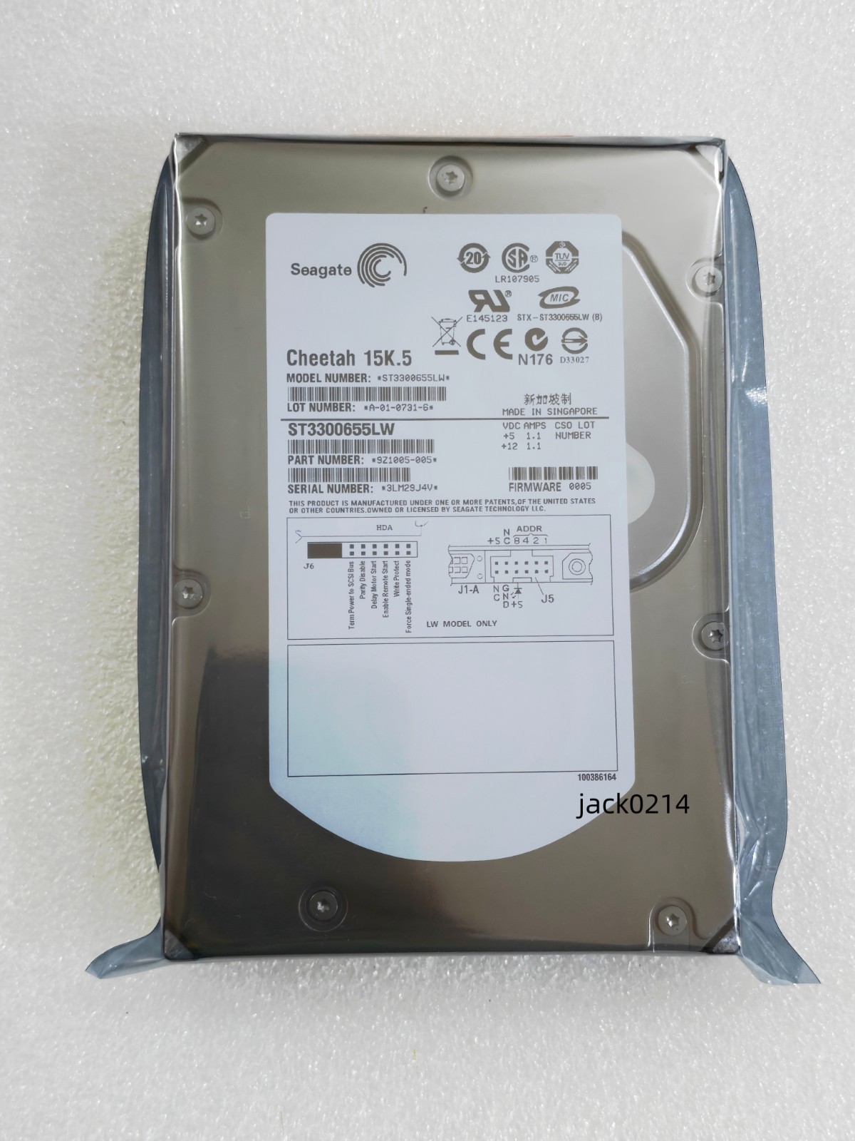 Seagate Cheetah ST3300655LW 15K.5 300GB 3.5" U320 SCSI 68 PIN HARD DRIVE