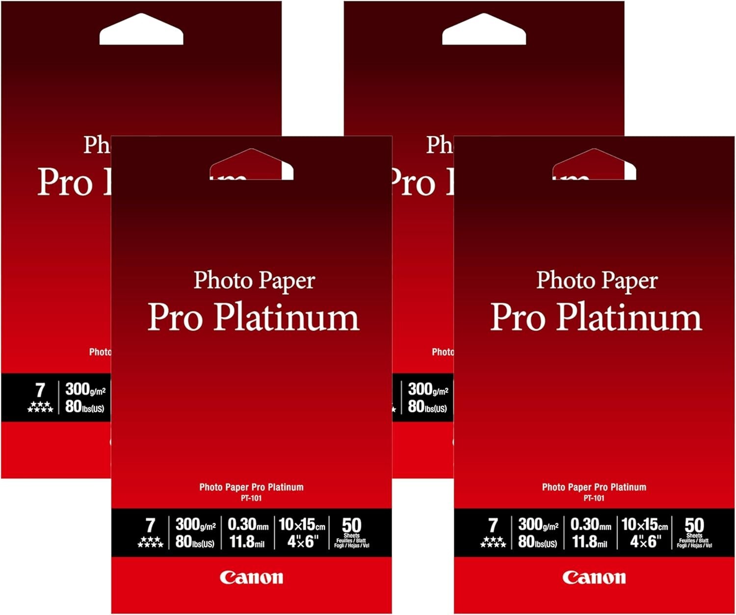 Canon Pro Platinum 4"x6", 50 Sheets, 4 Pack