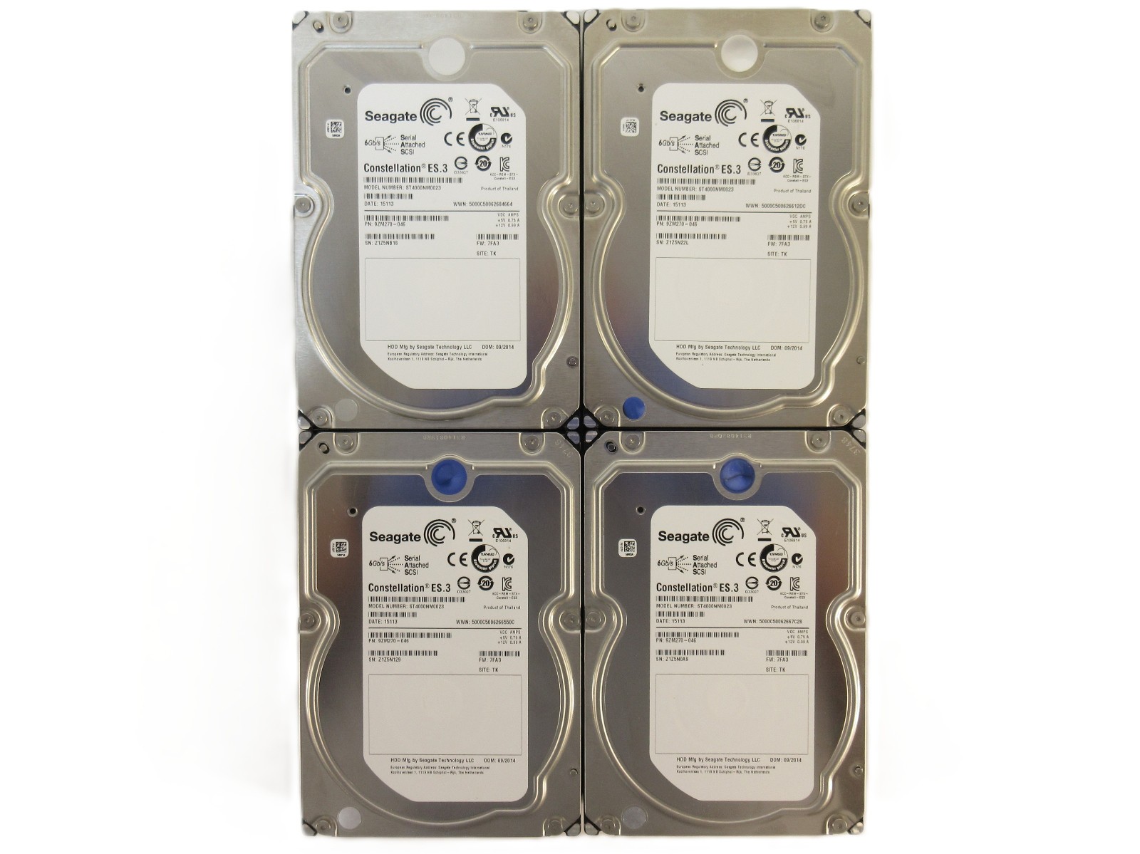 Lot of 4 Seagate Constellation ES.3 ST4000NM0023 4TB 7.2K SAS 6Gb/s 3.5" HDD